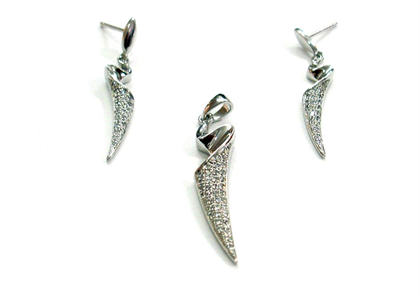 Rhodium Plated | CZ Studded Pendant Sets